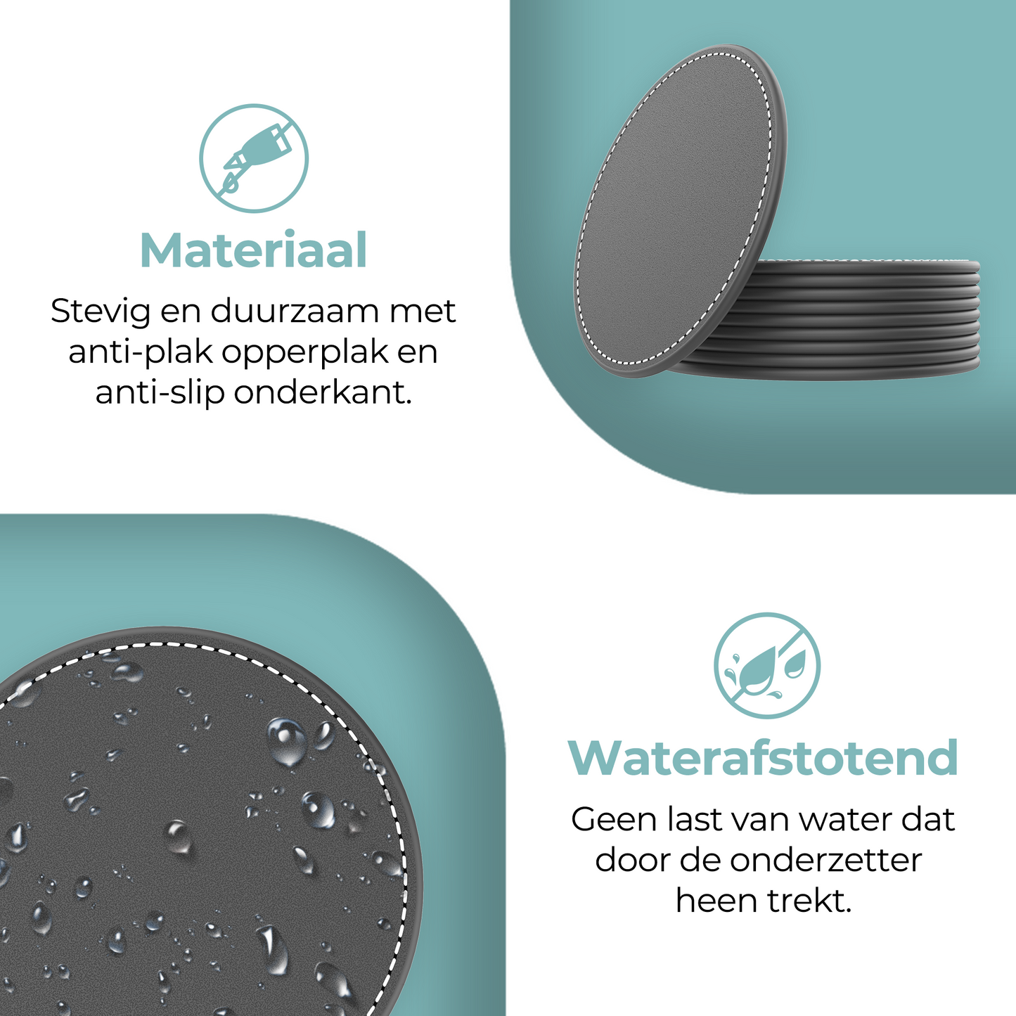 Leren Onderzetters met Stiksels