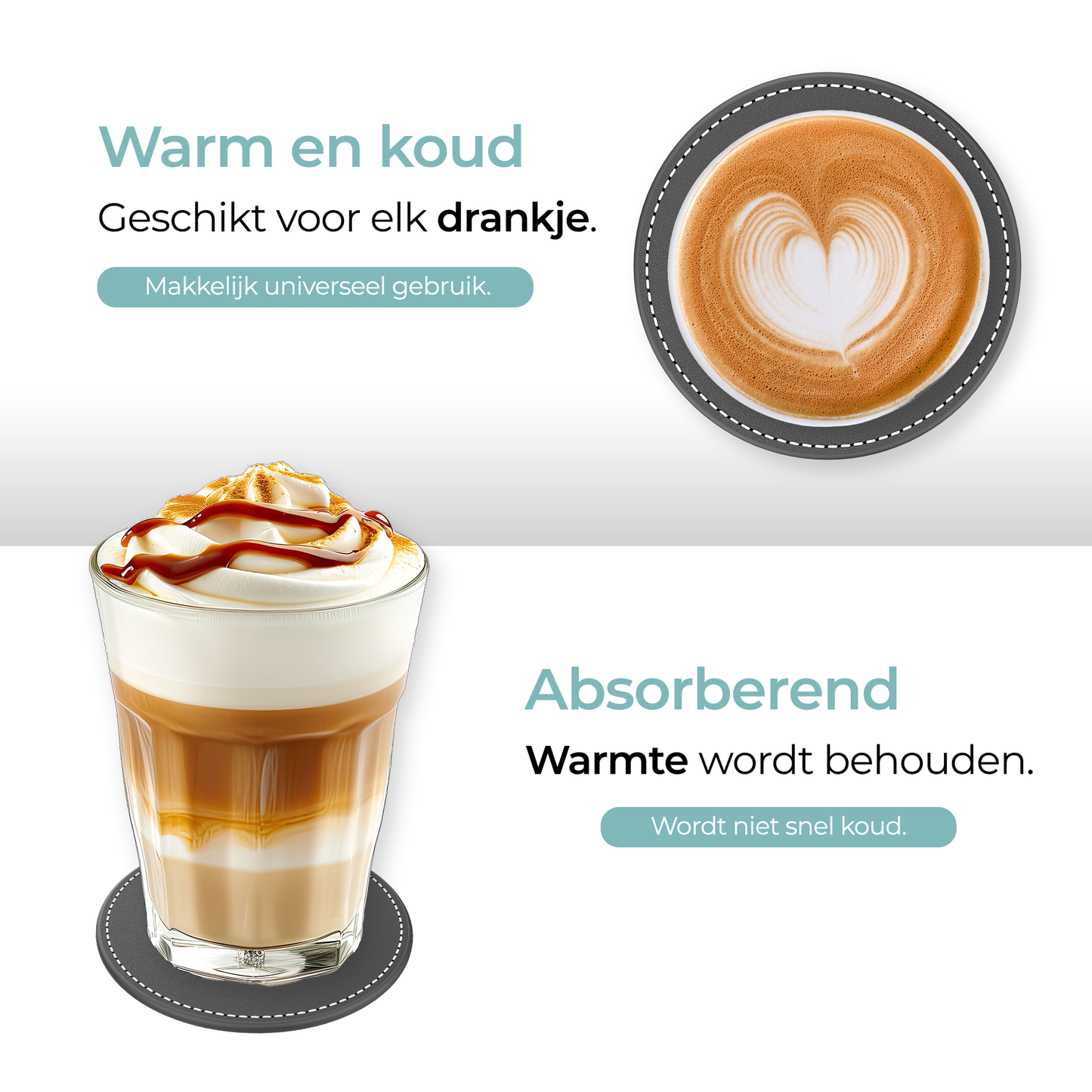 Leren Onderzetters met Stiksels