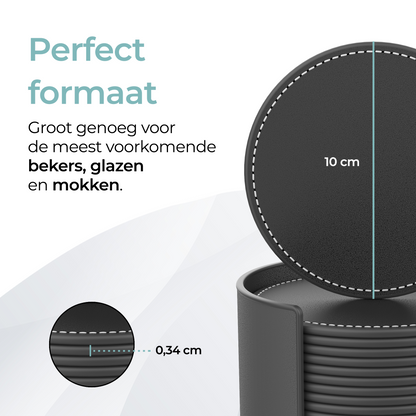 Leren Onderzetters met Stiksels