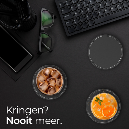 Leren Onderzetters met Stiksels